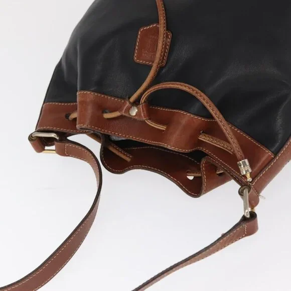 Authentic CELINE Shoulder Bag Leather Black Gold - Picture 13 of 16